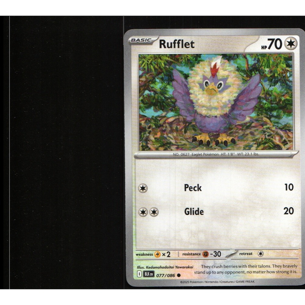 Rufflet 077/086 Black Bolt Common Non Holo Pokemon TCG Card NM